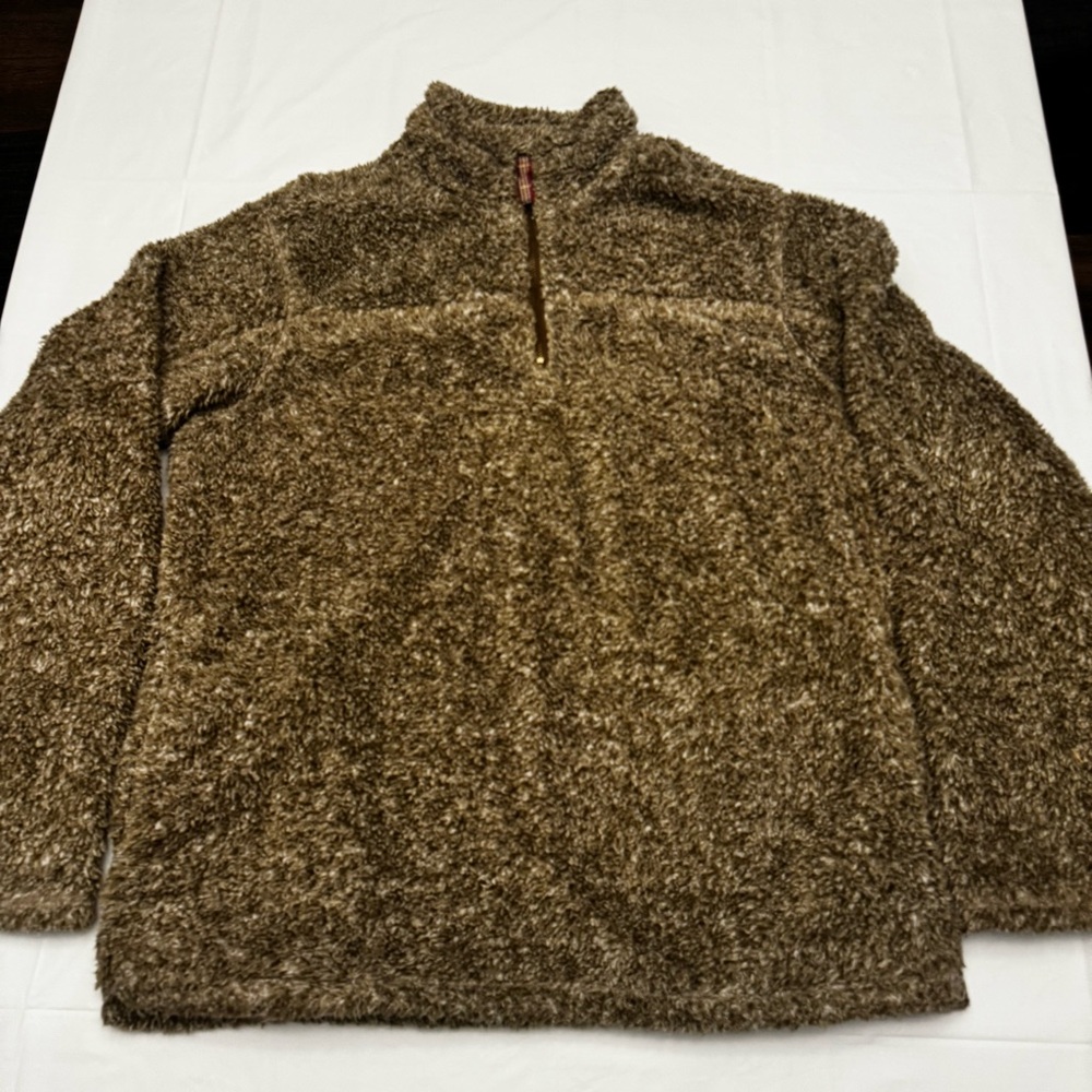 Alpine Sherpa Men’s Brown Pullover 1/4 Zip Outdoor Warm Sweater Sz Large